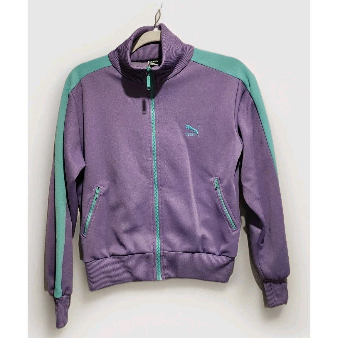 Vintage Y2k Puma Womens Full Zip Track Jacket Purple & Green Size Medium
